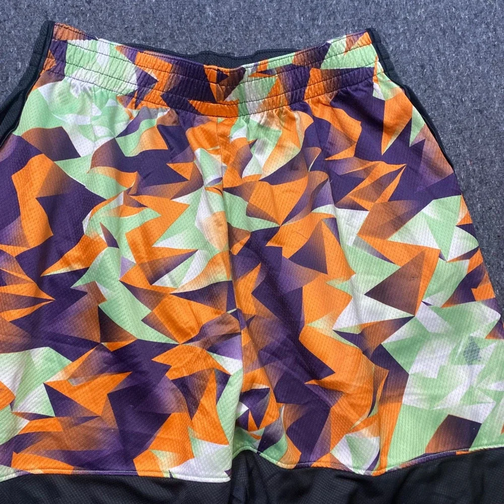 Jordan Basketball Shorts L Large Mens Black Orange Geometric Print Jumpman‎ Mesh